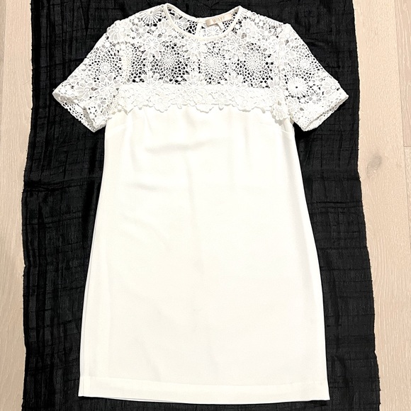 Wayf White Dress with Floral Lace Yoke - Picture 3 of 13